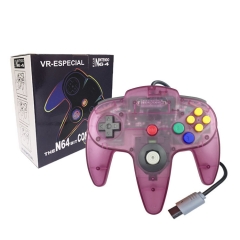 N64 Wired Joypad with Color Box  - Transparent Purple